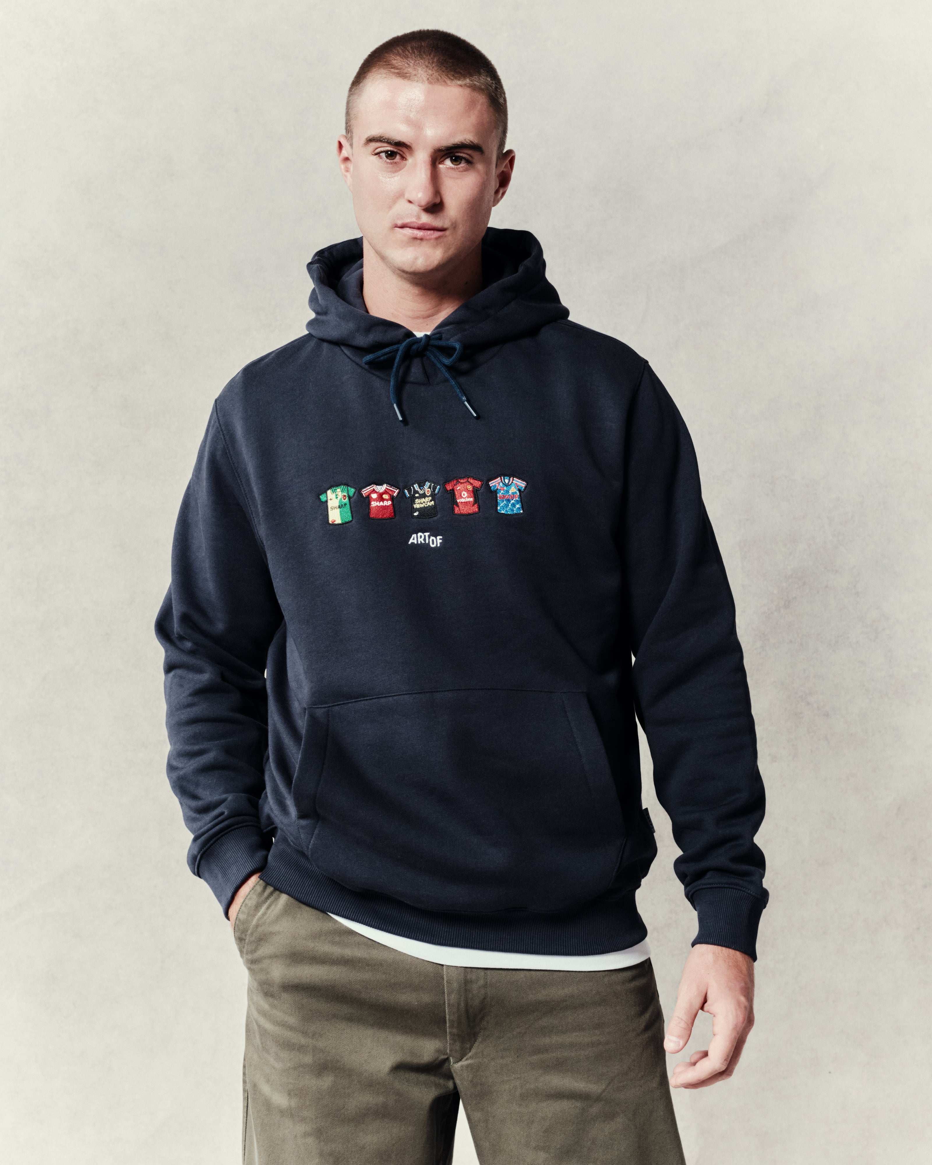 ART OF x Embroidered United Classics Navy Hoodie | MUFC Football Sweat