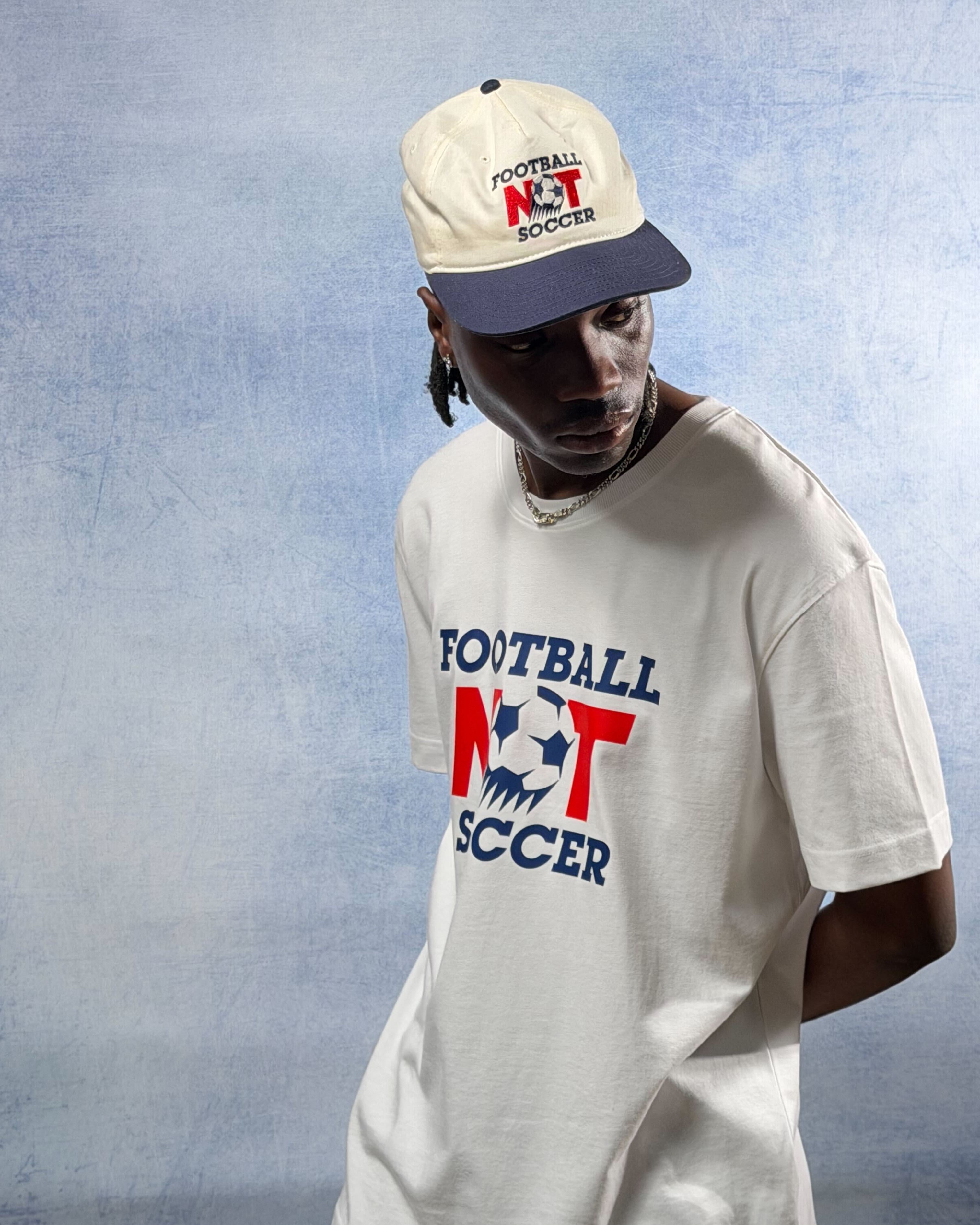 ART OF Football Not Soccer Cap | White & Navy Embroidered Hat