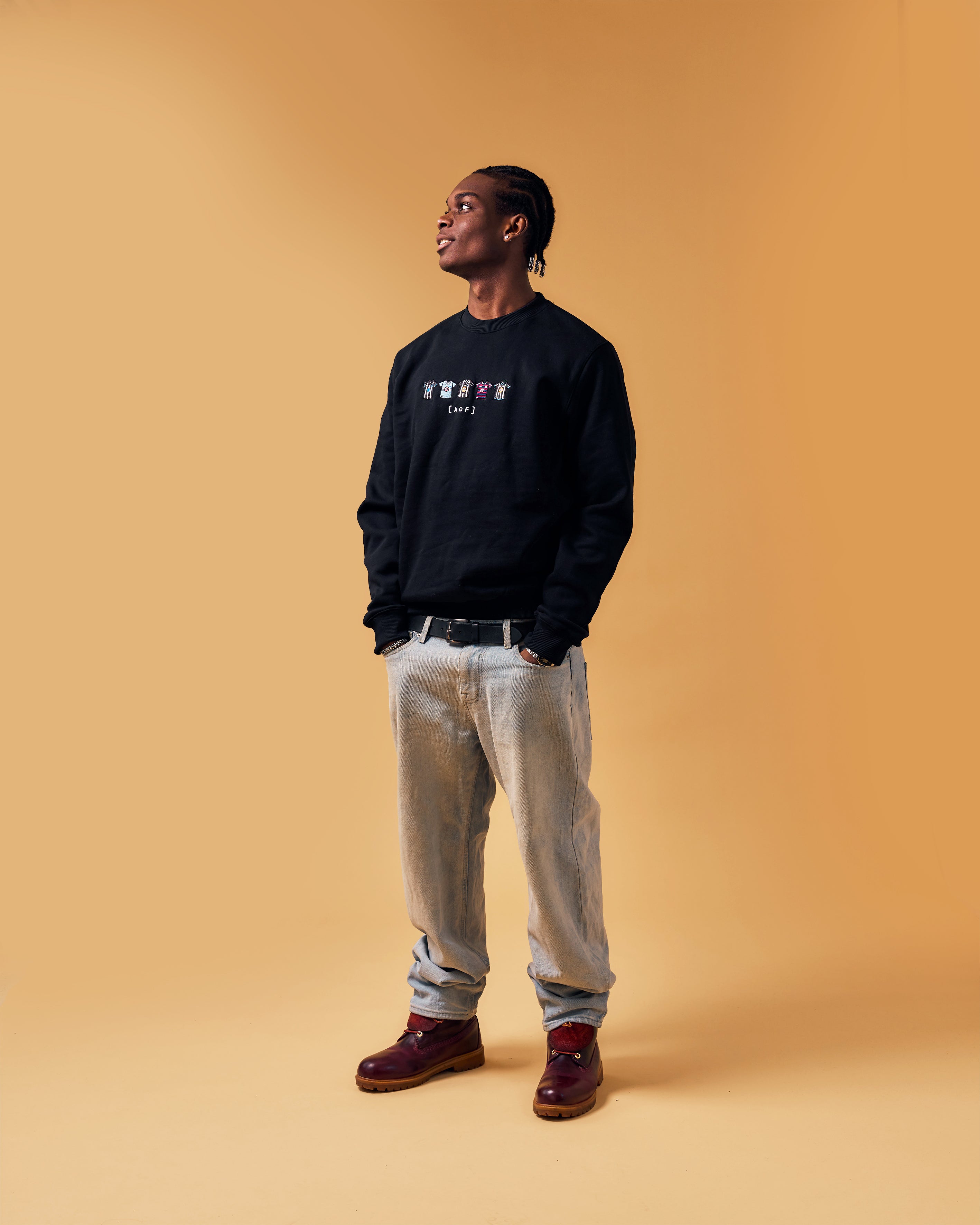 AOF Toon Embroidered Classics | Black Sweat | Art of Football