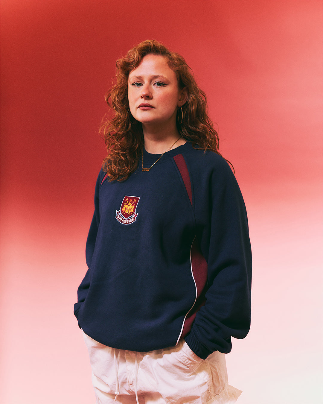 ART OF West Ham Navy Panelled Sweat | WHUFC Embroidered Football Merch