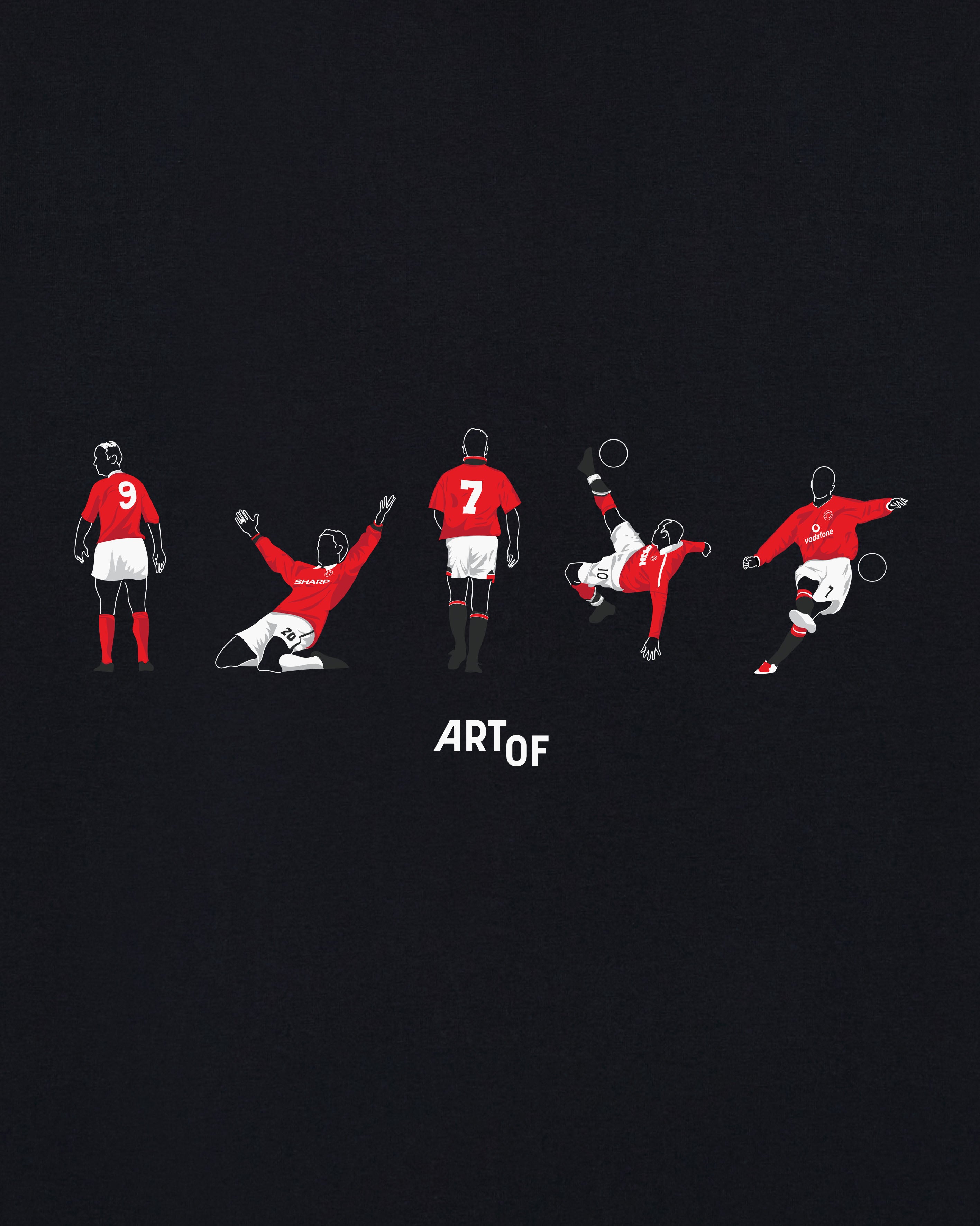 ART OF United Printed Icons Tee | MUFC Black Graphic Football T-shirt