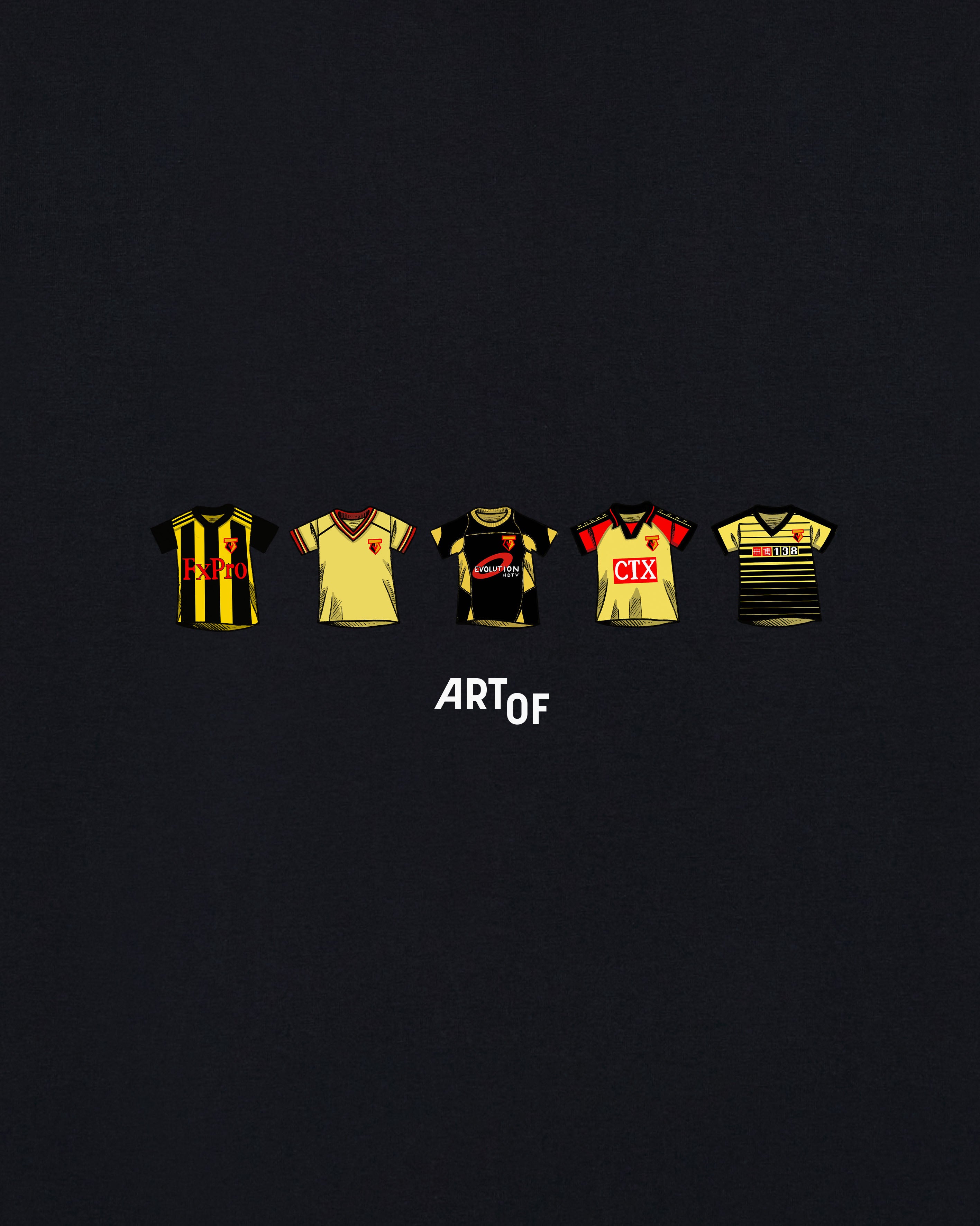 ART OF x Watford Printed Classics Tee | Black Graphic Football T-shirt