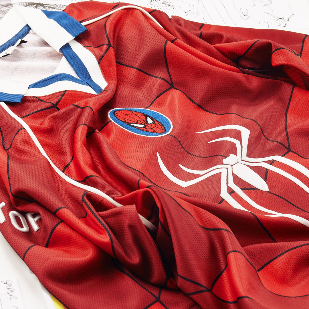 Our limited edition Sony Pictures x ART OF Spider-Man jersey, blending classic football kit design with Marvel's legendary superhero.