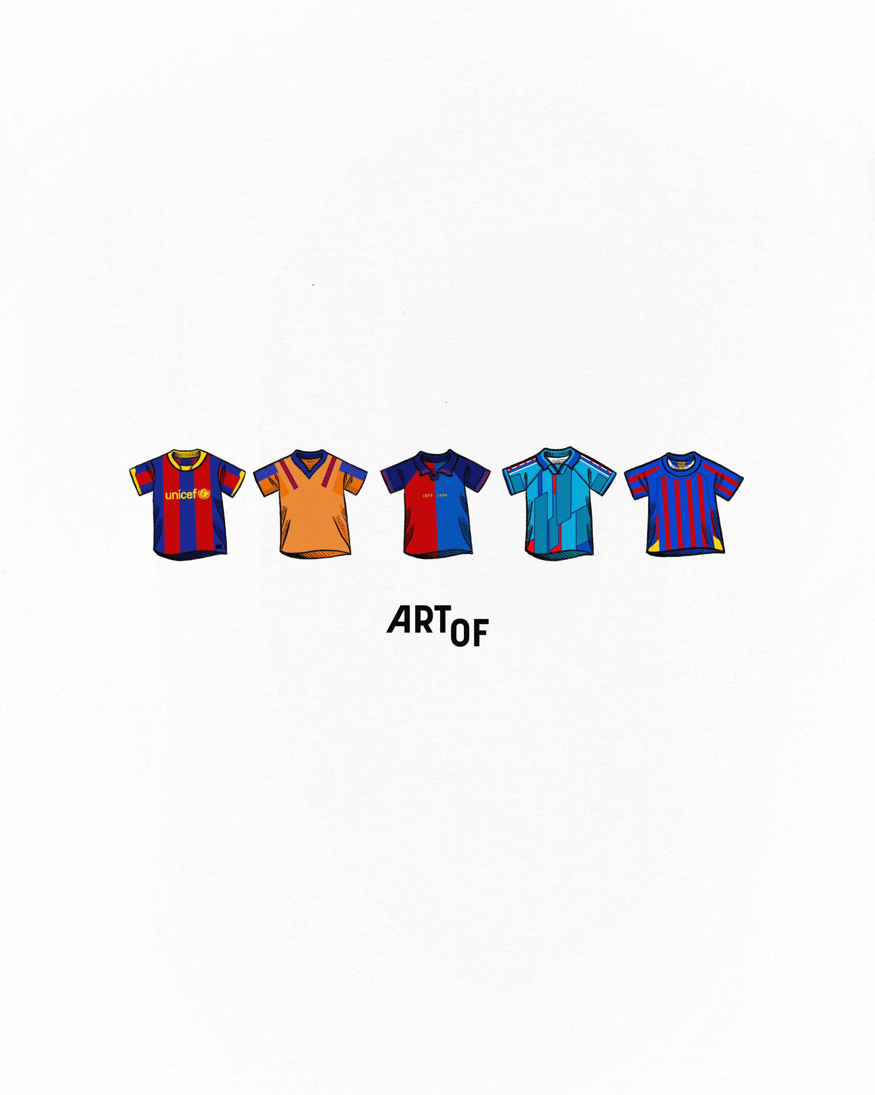 ART OF Barcelona Printed Classics Tee | White Graphic Football T-shirt